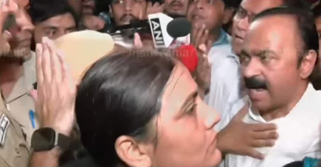 Chief Minister VD Satheesan at the Barakhamba Road Police Station. Photo: Screengrab/Manorama News