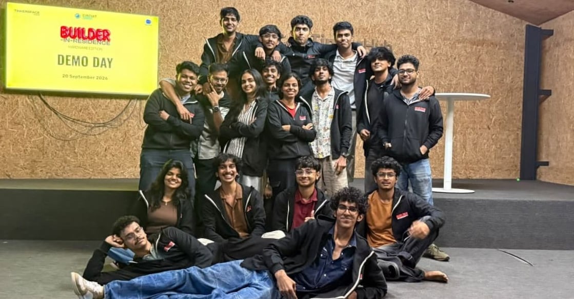 Students and recent graduates from across Kerala who worked on 10 hardware prototypes at TinkerSpace, Kochi. Photo: Special Arrangement.