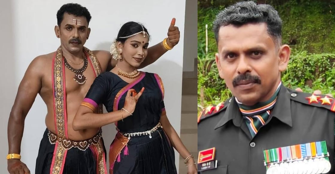 1) Lijesh with his daughter, 2) Lijesh while serving in the Indian Army. Photos: Special Arrangement. 