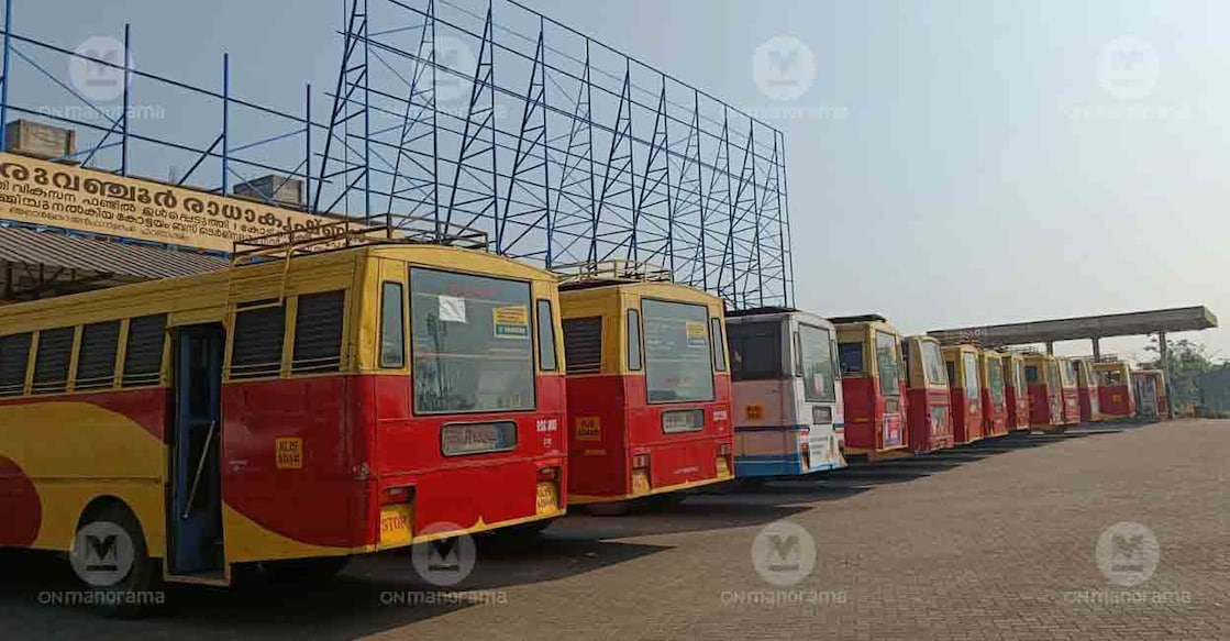 Deserted KSRTC stand during Bharat Bandh. Photo: Manorama