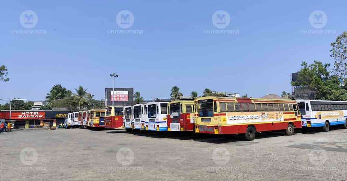 Deserted KSRTC stand during Bharat Bandh. Photo: Manorama