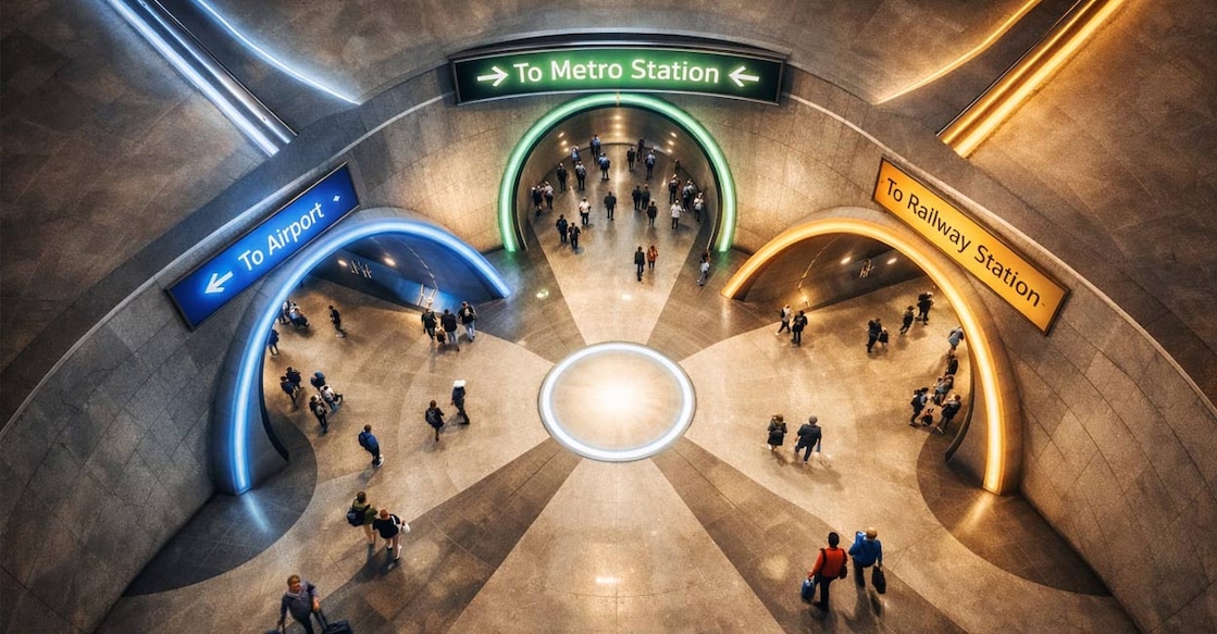 An AI-generated image of the envisoned transit hub. 