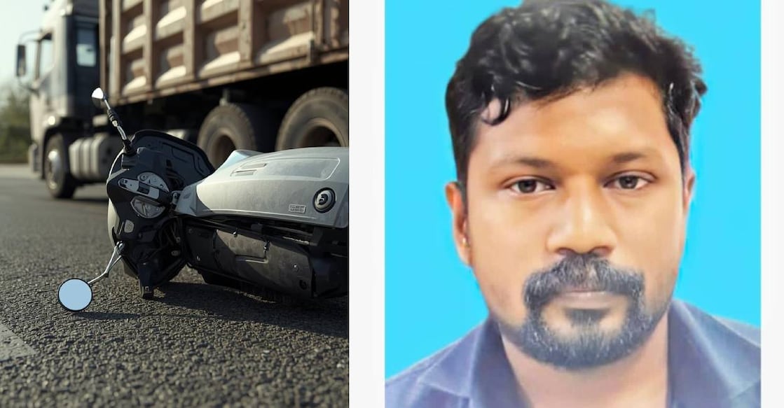 Ai generated image of accident (L) and Shijo Thomas who was killed in the accident (R). Photo: Canva, Special Arrangement