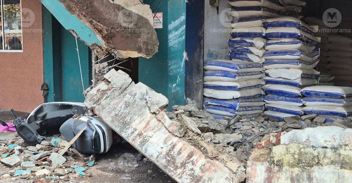 A view of the collapsed building. Photo: Onmanorama
