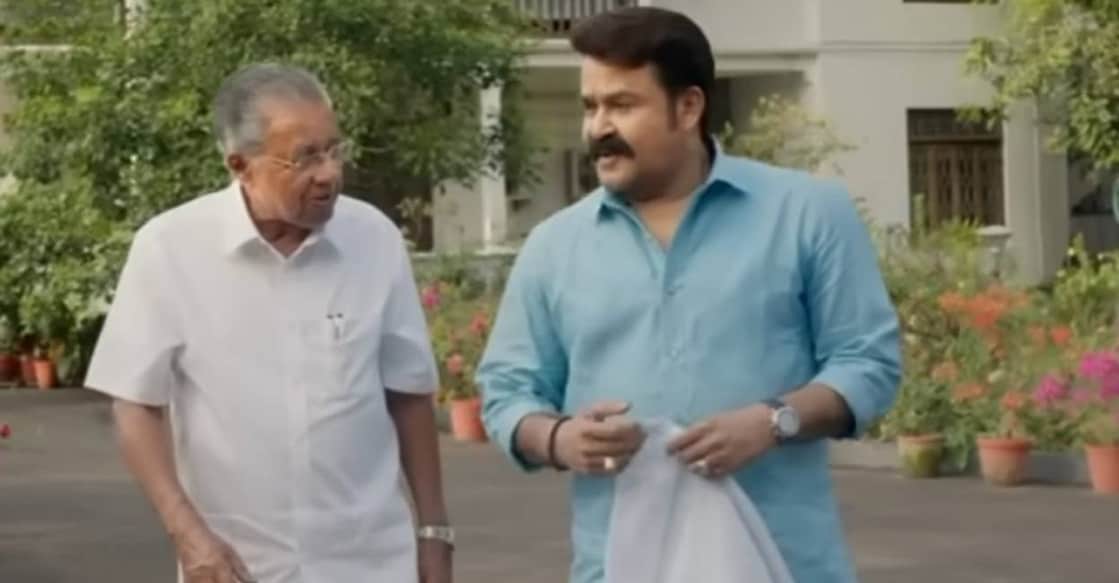Pinarayi Vijayan and Mohanlal in the teaser of the interview. Photo: Screengrab