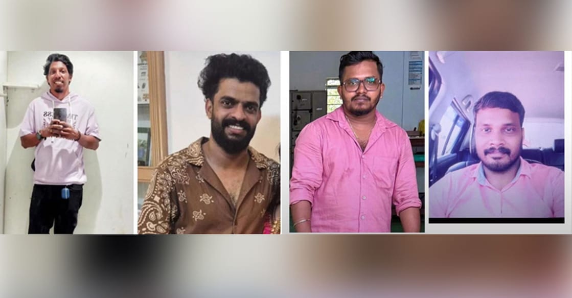 Dinil (30), Ajeesh (28), Vimal (28) and Shyamlal (33). Photo: Special Arrangement