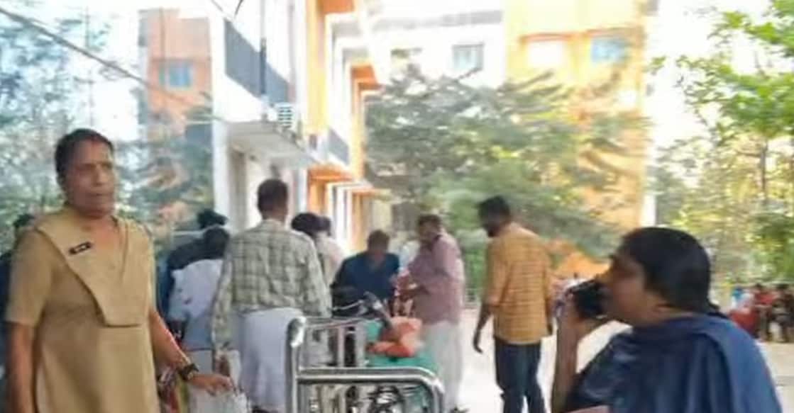 A screengrab showing patients being evacuated from the Konni Medical College building. Photo: Manorama News 