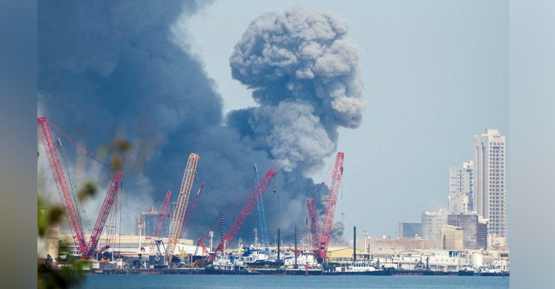 Smoke rises in the sky after blasts were heard in Manama, Bahrain, February 28. Photo: Reuters