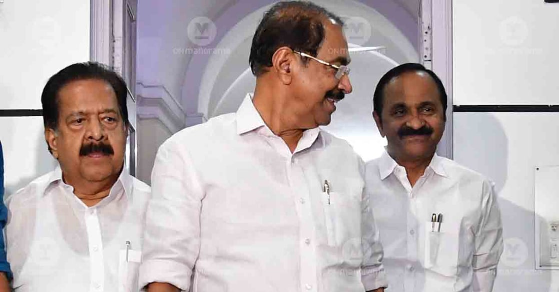 Ramesh Chennithala, Sunny Joseph, VD Satheesan. Photo: Manorama