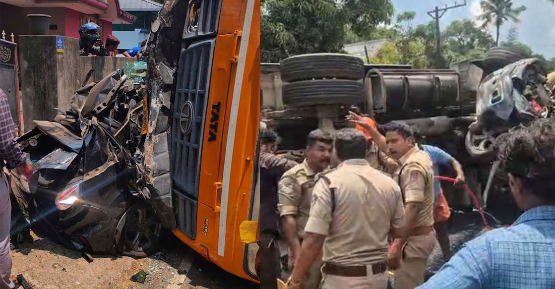 Police and fire force personnel at the scene. Photo: Manorama Online