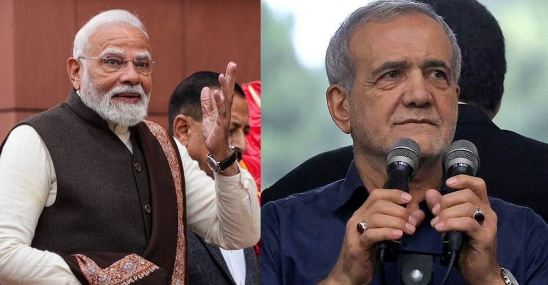 Indian Prime Minister Narendra Modi and President of Iran Masoud Pezeshkian. Photo: Manorama