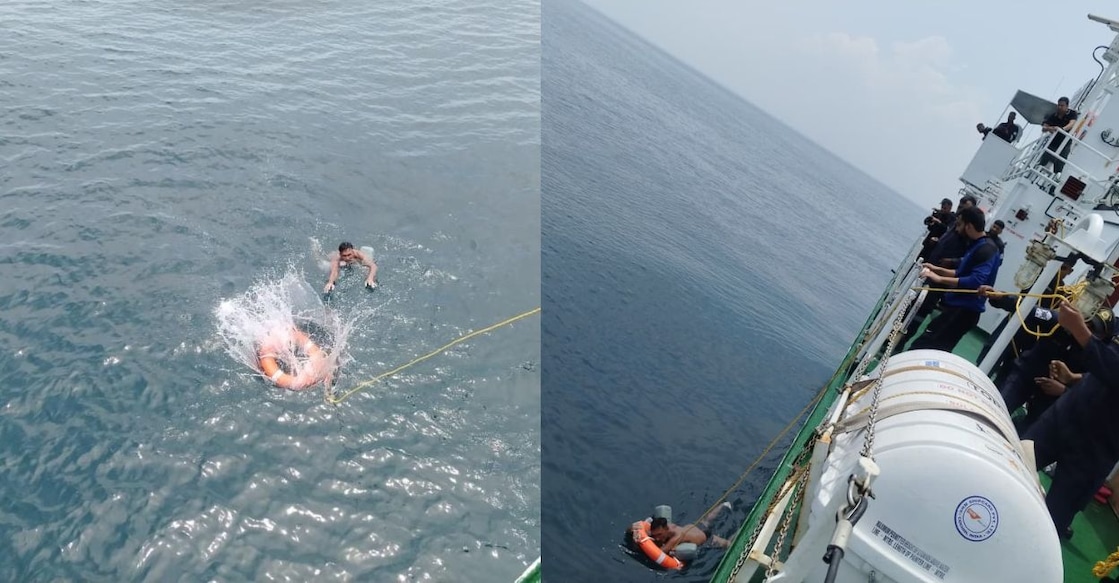 The rescue operation carried out by the Indian Coast Guard (ICG) off the Kochi coast. Photo: Special Arrangement