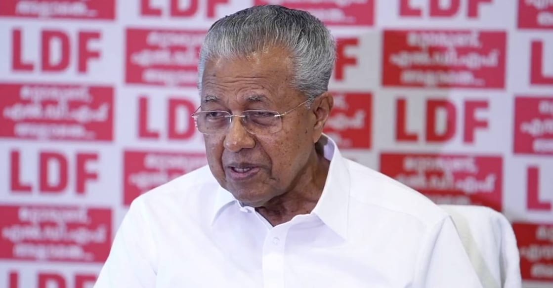 Kerala Chief Minsiter Pinarayi Vijayan addresses media in Alappuzha. Photo: Screengrab/Pinarayi Vijayan Facebook Video