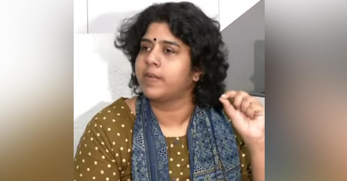 A screengrab showing Palakkad District Collector M S Madhavikutty speaking to the media. Photo: Manorama News