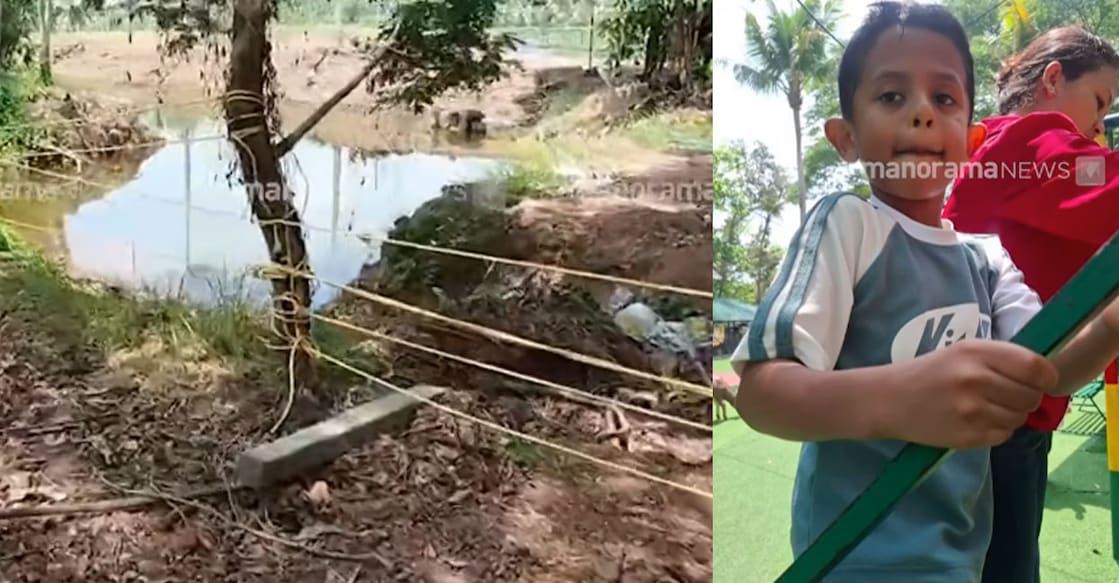 1. The swamp in which Mohammed Adam drowned (Left).  2. Mohammed Adam (5) Photo: Special Arrangement