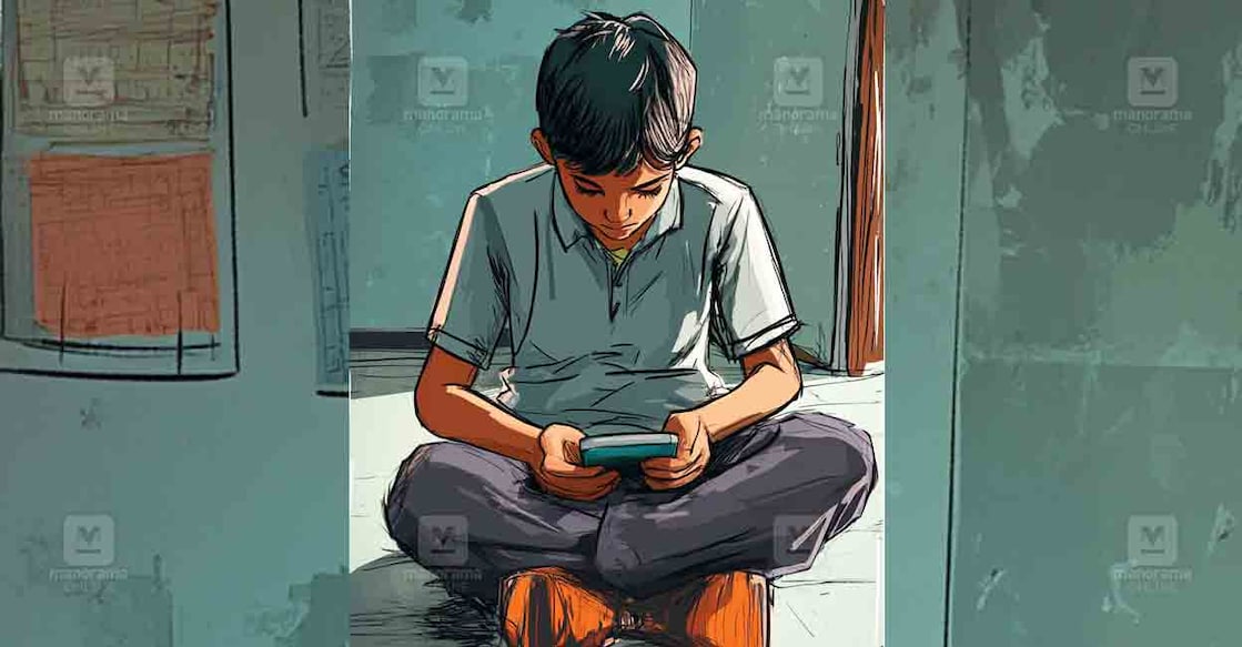 Representational image of a child using phone. Photo: Manorama