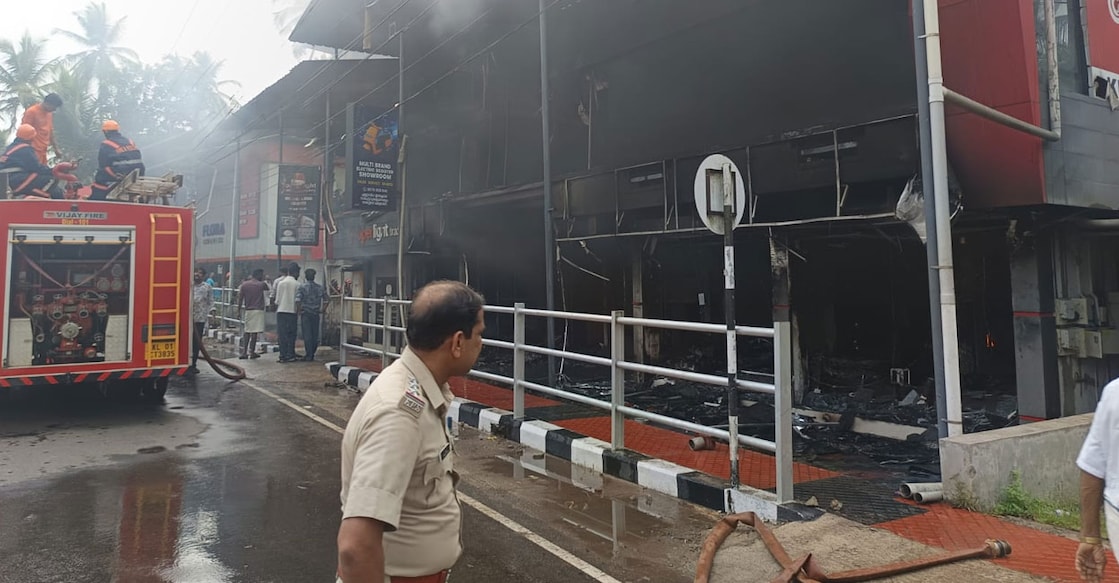 Fire force personnel at the scene in Nadapuram. Photo: Special Arrangement