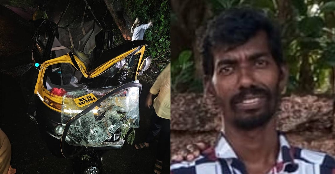 1) The autorickshaw involved in the accident, 2) C Raju. Photo: Special Arrangement. 