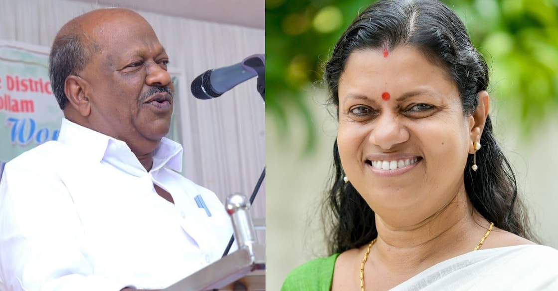 LDF's S Jayamohan (Left), UDF's Bindhu Krishna. Photo: Facebook
