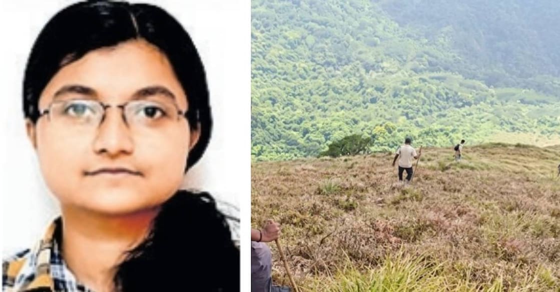 Sharanya (L) and officials deployed for search (R). Photo: Manorama News