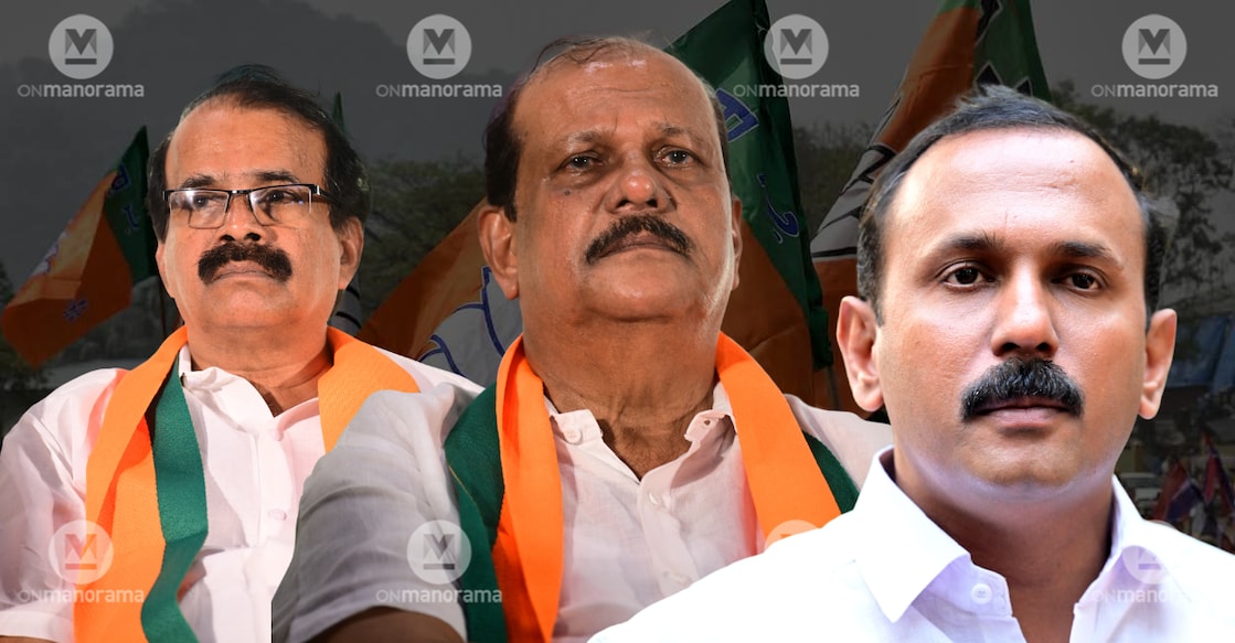 George Kurien, PC George and Shone George. Photos: File/ Manorama. 