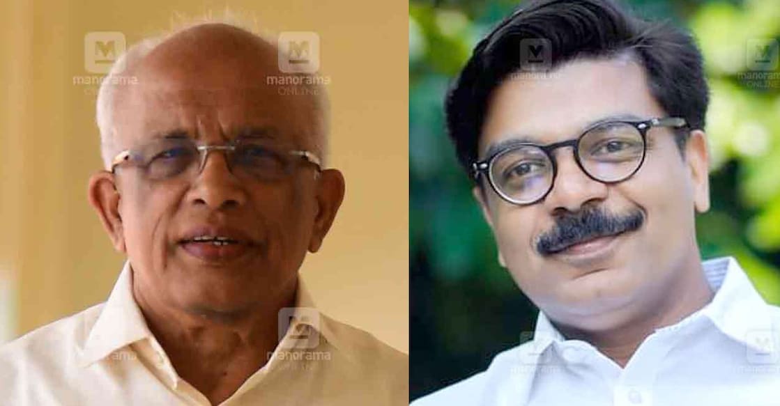 K Krishnankutty, Mathew Kuzhalnadan. Photo: Manorama