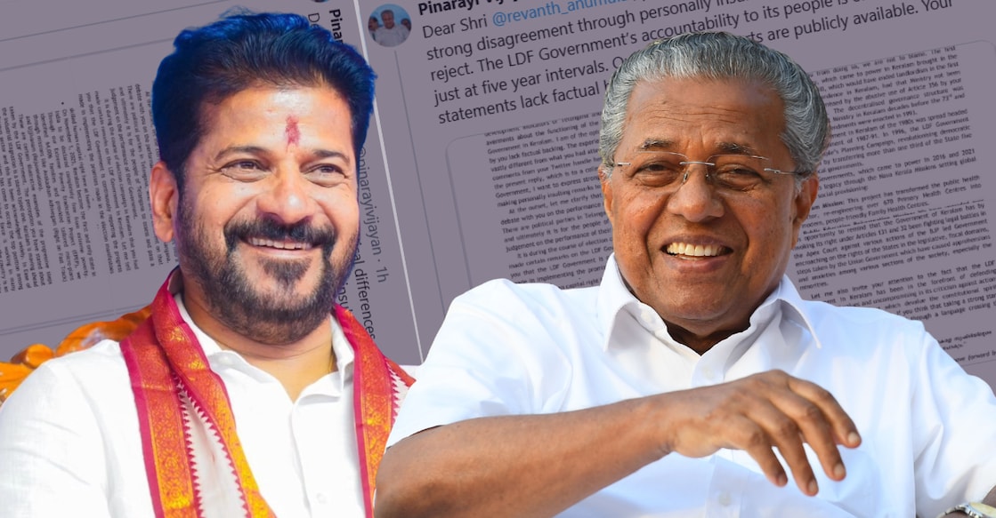 Revanth Reddy and Pinarayi Vijayan. Photos: Facebook.