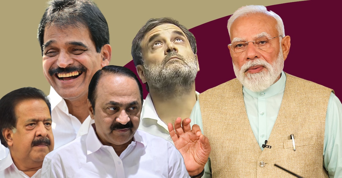 Ramesh Chennithala, KC Venugopal, VD Satheesan, Rahul Gandhi and Narendra Modi. Photos: File.