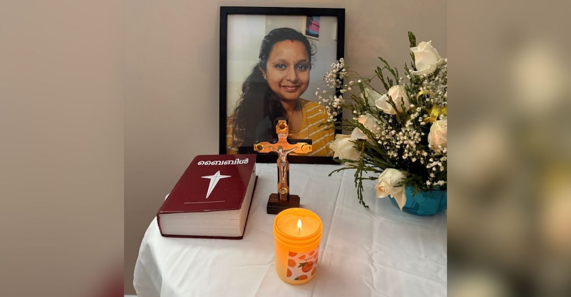 A photograph of Namitha placed for prayer rituals. Photo: Special Arrangement