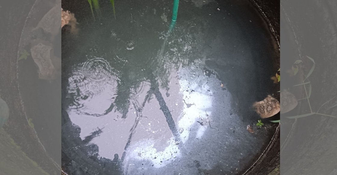 The contaminated water in the well after dog carcasses were dumped into it. Photo: Special arrangement