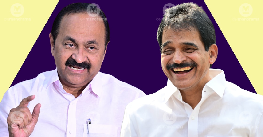VD Satheesan and KC Venugopal. Photos: File/ Manorama. 