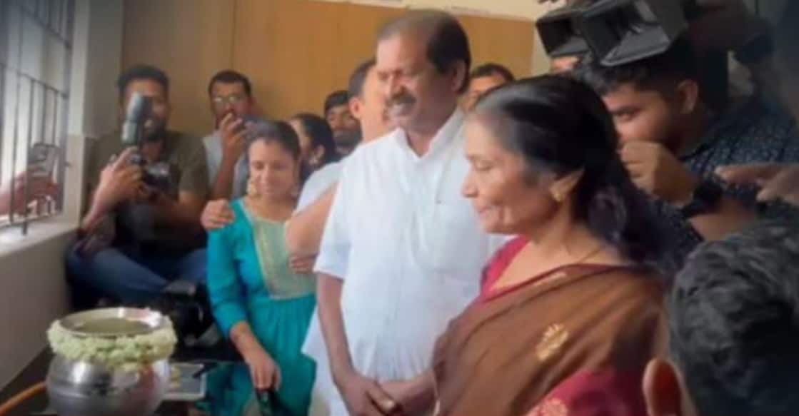 Minister O R Kelu attending the housewarming. Photo: Speical Arrangement. 