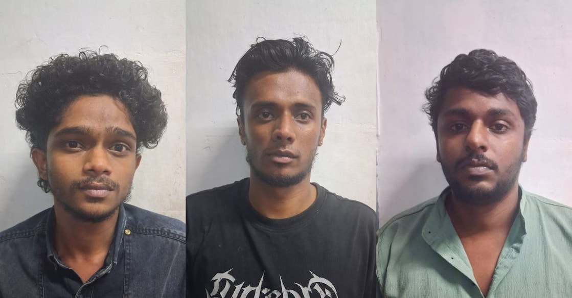 S Aswanth (21), K A Abhijith (26) and Bilju Saju (26). Photo: Special Arrangement