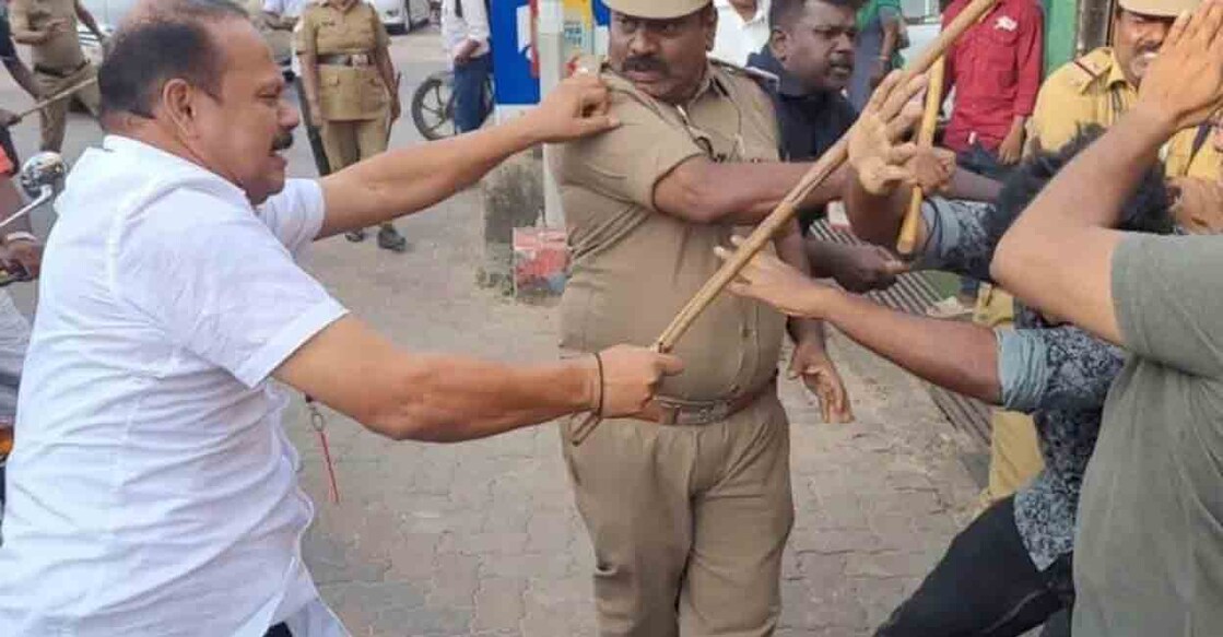 Visual from a protest held during Nava Kerala Sadas. Photo: Manorama