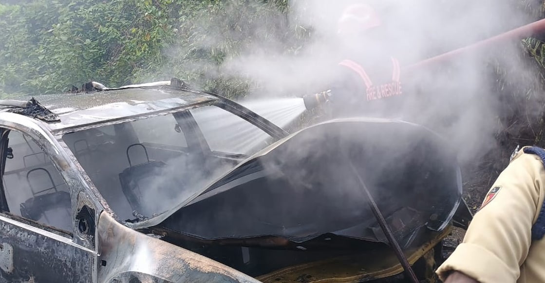 The SUV caught fire. Photo: Special Arrangement