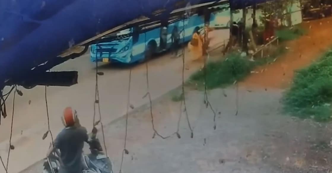 CCTV visuals show the bus starting to move before the woman stepped down. Photo: Manorama