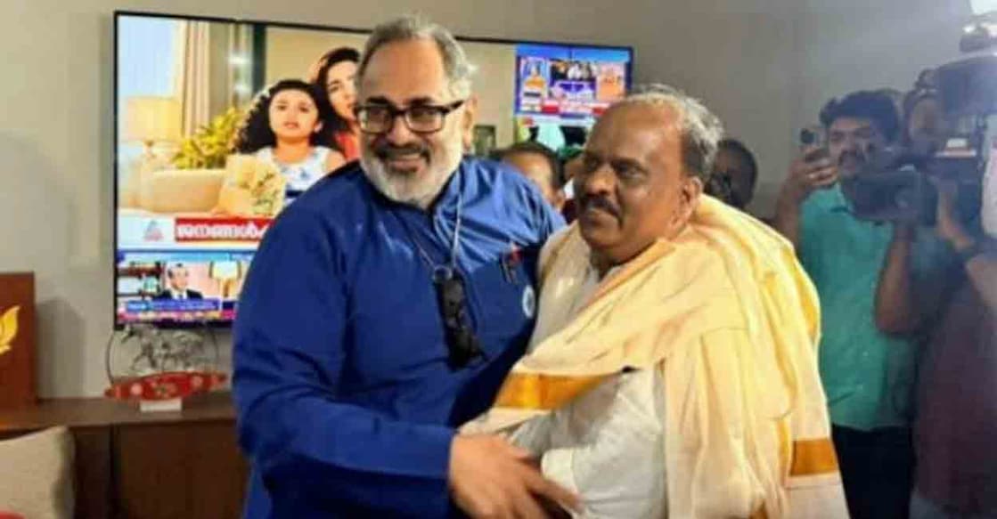  Rajeev Chandrasekhar with  B B Gopakumar. Photo: X/ Rajeev Chandrasekhar