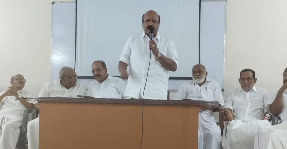 Thomas K Thomas addresses the state-level meeting of the rebel faction in the NCP's Kerala unit. Photo: Special Arrangement. 