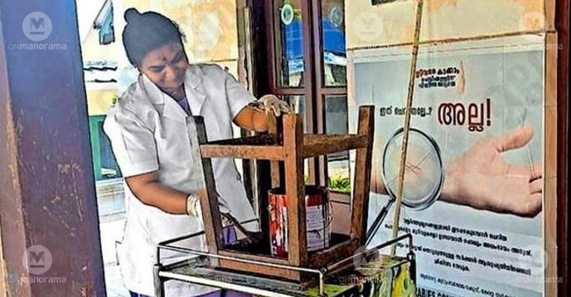 A nurse paints furniture at the Upputhara Community Health Centre as part of a staff-led renovation drive. Photo: Special arrangement