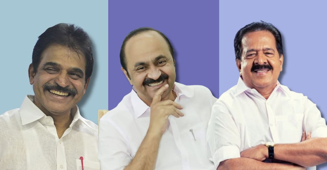 KC Venugopal, VD Satheesan and Ramesh Chennithala. Photo: Manorama