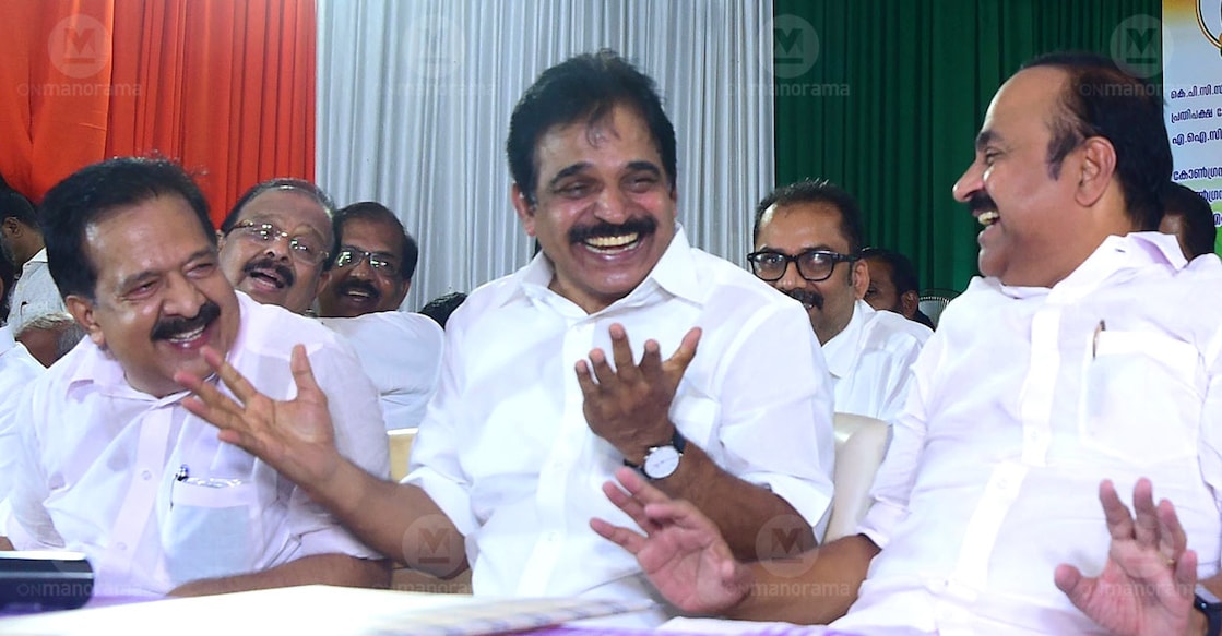 Ramesh Chennithala, KC Venugopal, VD Satheesan. File Photo: Manorama