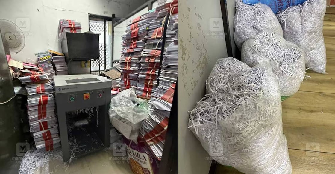 Files shifted to the shredding room for destruction. Photo: Aravind Bala: Manorama.