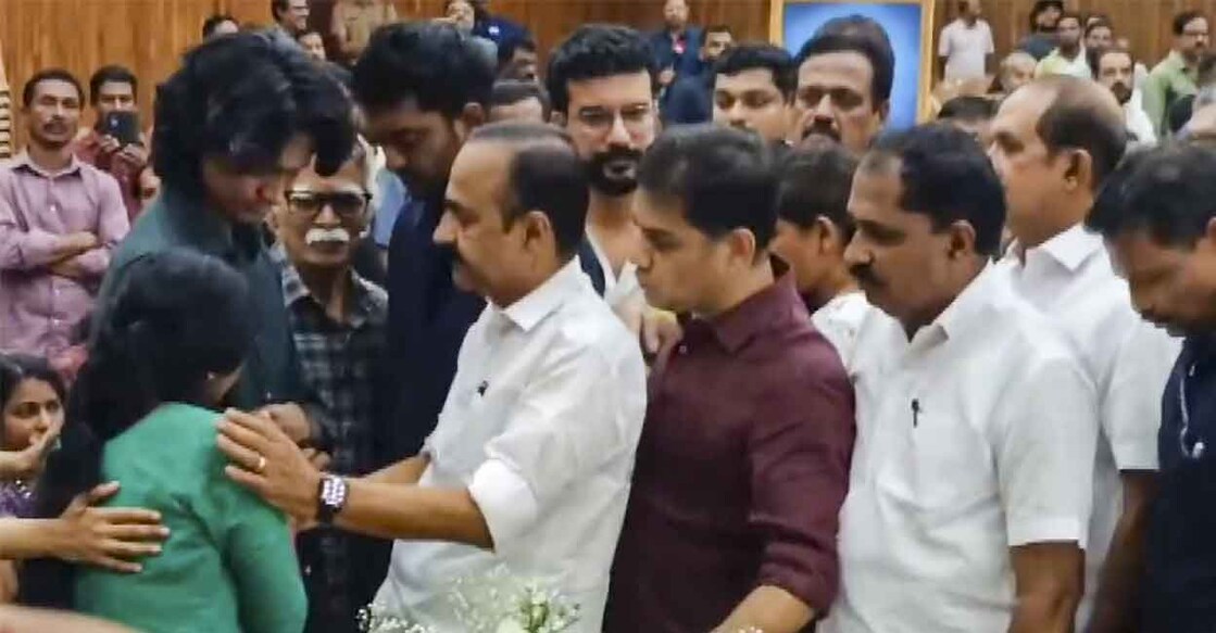 Kerala Chief Minister VD Satheesan arrives to pay homage to National Award-winning actor Salim Kumar, who passed away following pneumonia-related complications, in Kochi, Kerala, Sunday, June 7, 2026. Photo: PTI