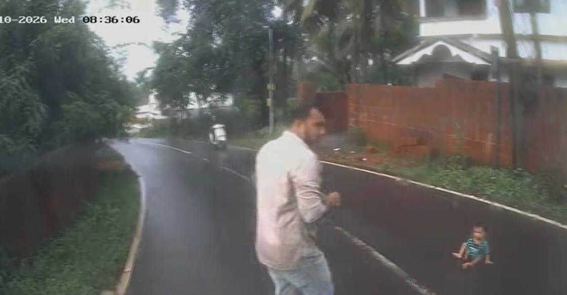 A CCTV screengrab capturing the bus driver as he approaches the toddler. Photo: Special Arrangement. 