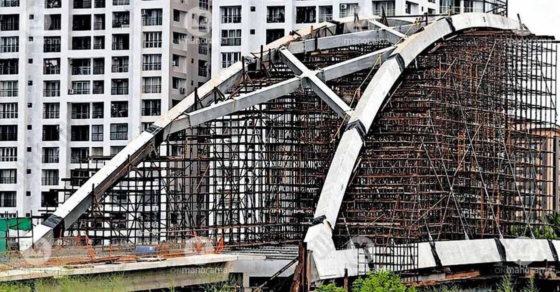 Construction work in progress on the Chilavannur Bund Bridge in Kochi. Photo: Special arrangement