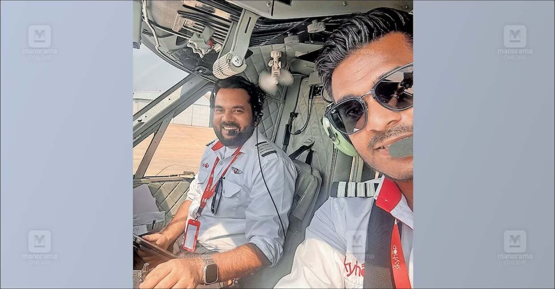 Arun Gop (left) and Mintesh Prasad in the cockpit of the seaplane.