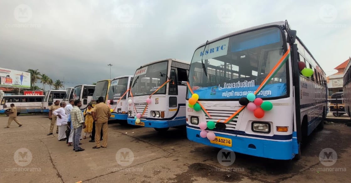 KSRTC buses operating under the Priyadarshini scheme. Photo: Manorama. 