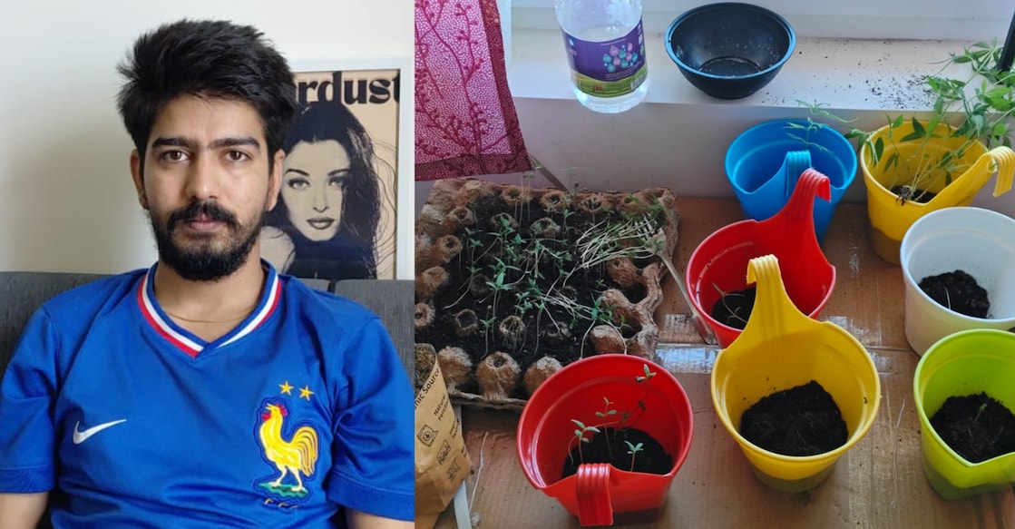 1) Vishal, 2) The ganja plants seized from his flat. Photos: Special Arrangement. 