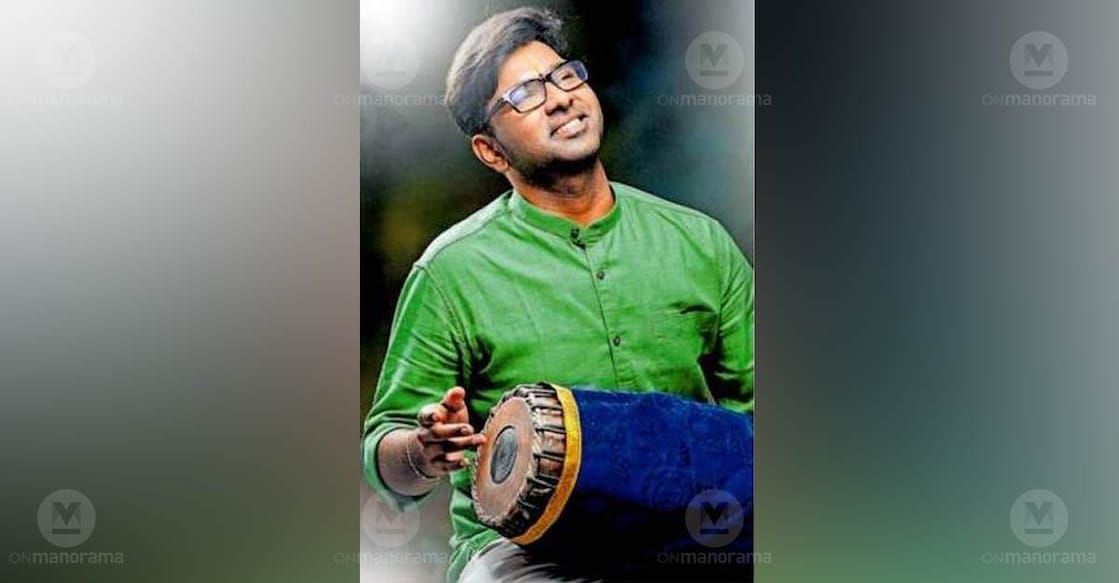 Anish Kumar Krishna of Kuttamperoor, Alappuzha, who became the first person to earn a PhD in mridangam. Photo: Special arrangement