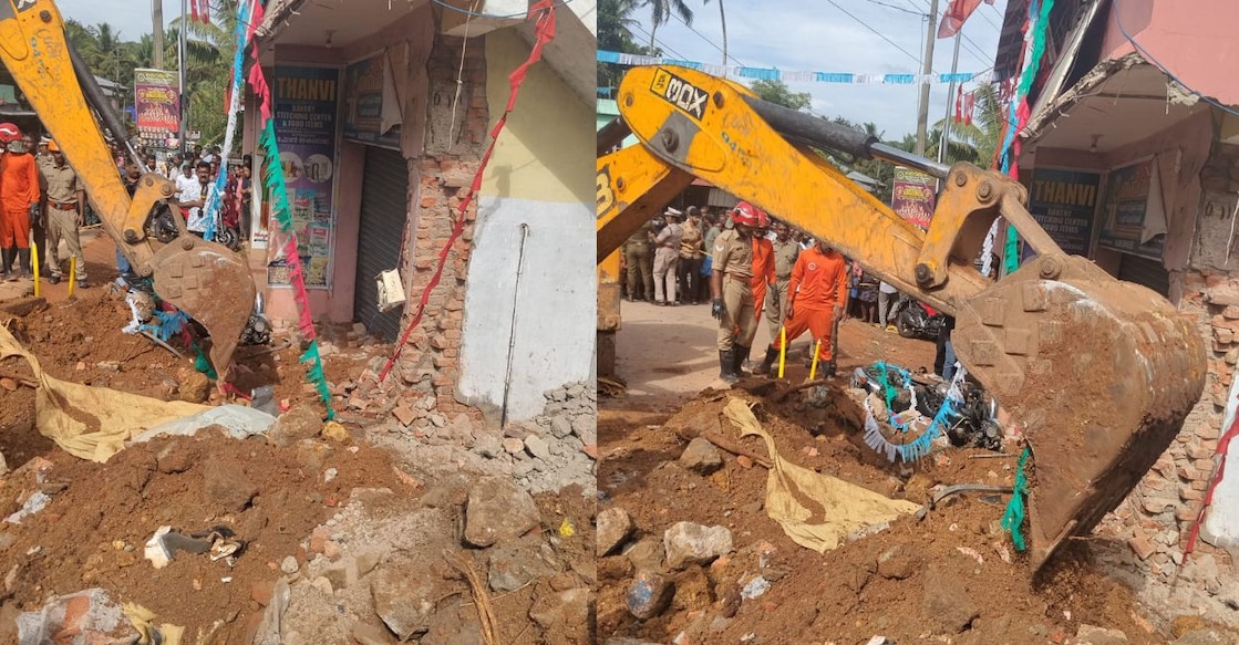 An earth-mover was used to clear the debris. Photo: Special Arrangement